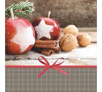 3-Ply Xmas Decoupage Tissue Paper Napkins Decorative Christmas Serviettes 33cm x 33cm - Daisy - Pack of 20 (Apples with Cinnamon and Nuts)