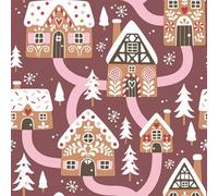 3-Ply Xmas Decoupage Tissue Paper Napkins Decorative Christmas Serviettes 33cm x 33cm - Daisy - Pack of 20 (Gingerbread Houses on Claret)