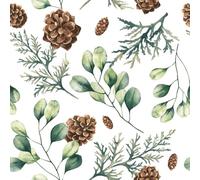 3-Ply Xmas Decoupage Tissue Paper Napkins Decorative Christmas Serviettes 33cm x 33cm - Daisy - Pack of 20 (Eucalyptus with Cones)