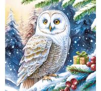 3-Ply Xmas Decoupage Tissue Paper Napkins Decorative Christmas Serviettes 33cm x 33cm - Maki - Pack of 20 (Owl in Winter Forest)