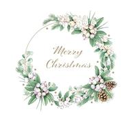 3-Ply Xmas Decoupage Tissue Paper Napkins Decorative Christmas Serviettes 33cm x 33cm - Maki - Pack of 20 (Elegant Mistletoe Wreath)