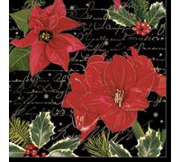 3-Ply Xmas Decoupage Tissue Paper Napkins Decorative Christmas Serviettes 33cm x 33cm - Maki - Pack of 20 (Composition with Red Amarylis)