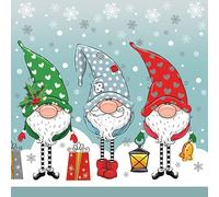 3-Ply Xmas Decoupage Tissue Paper Napkins Decorative Christmas Serviettes 33cm x 33cm - Pack of 20 (Funny Gnomes)
