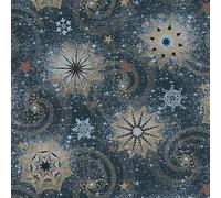 3-Ply Xmas Decoupage Tissue Paper Napkins Decorative Christmas Serviettes 33cm x 33cm - Pack of 20 (Gold & Blue Stars and Twirls on Navy)