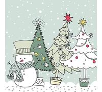 3-Ply Xmas Decoupage Tissue Paper Napkins Decorative Christmas Serviettes 33cm x 33cm - Pack of 20 (Graphic Snowman and Xmas Trees)