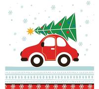 3-Ply Xmas Decoupage Tissue Paper Napkins Decorative Christmas Serviettes 33cm x 33cm - Pack of 20 (Joyful Xmas Car)