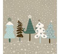3-Ply Xmas Decoupage Tissue Paper Napkins Decorative Christmas Serviettes 33cm x 33cm - Pack of 20 (Snowy Eco Forest on Kraft)