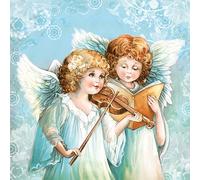 3-Ply Xmas Decoupage Tissue Paper Napkins Decorative Christmas Serviettes 33cm x 33cm - Pack of 20 (Two Angels Singing & Playing)
