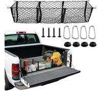 3 Pocket Elastic Cargo Net for Ford F-150 Platinum Limited, Stretchable Mesh Cargo Netting Trunk/Bed Organizer with Hooks Bungees for SUV Car Pickup Trucks,A/120 * 30