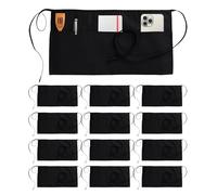 3 Pockets Waist Apron (SET of 12, Black, 61 x 31 Centimeters) - Restaurant Half Aprons, Bartender Apron, Money Apron, Check Holder - by Utopia Wear