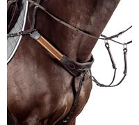 3-Point Elastic Bridge Breastplate with Gel Padding, Removable Martingale Rings, Brown Leather (Brown, Pony)