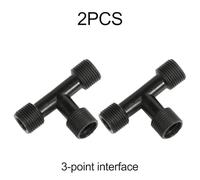 3-Point Interface T-Type Nozzle Connector Extension Sprayer Accessory for Gardening, Agriculture, Cleaning with Black Plastic Build (Pack of 2)