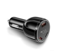3-Port Car Adapter 90W for qc3.0 for usb-c for iPhone for samsung | Fits most vehicles, charges phones and tablets simultaneously, 12-30V input, safe for long trips(Black)