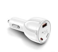 3-Port Car Adapter 90W for qc3.0 PD for iPhone for android 3-Port(White) | Scratch-resistant aluminum alloy, heat dissipation, gold-plated circuitry, for durable black or white finish