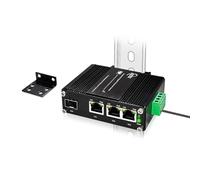 3 Port PoE Ethernet Switch Mini Industrial Gigabit 10/100/1000T RJ45 & 100/1000X SFP Rail Ethernet Switch 12~48VDC Supports IEEE802.3af/at PoE 30W up to 90W (without power supply or