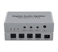 3 Port SPDIF Toslink Fiber Audio Splitter, Digital Optical Splitter 1x3(1 in 3 Out) with Optical Cable for TV, Support Dolby Digital DTS 5.1 PCM Stereo LPCM 96KHZ