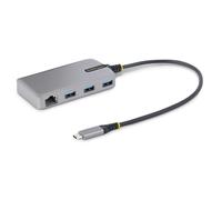 3-Port USB-C Hub with - 3x USB-A Ports, Gigabit RJ45, USB 3.0 5Gbps, Bus-Powered, 1ft/30cm Long Cable - Portable Laptop USB Type-C Hub Adapter w/GbE