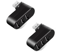 3-Port USB Hub [90°/180° Degree Rotatable],2Pack Multiport USB A Splitter Adapter with 3 USB Ports Charger Data,USB Extender for MacBook,Laptop,Car,iMac,Flash Drive,Printer, Camera,Keyborad, Mouse,PC