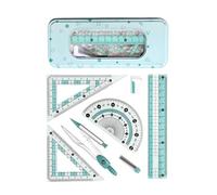 3 Portable Drafting with Shatter-Resistant Ruler Protractor for Students & Professionals in Case Ergonomic Compasses and Ruler Set