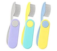 3 Portable Flea Combs for Dogs and Cats Purple Green Yellow | Flea comb for cats and flea comb dog with fine teeth for grooming face body and on the go