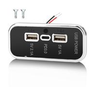 3 Ports 12V RV USB Outlet 45.5W, Gibbab PD3.0 Type-C Quick Charge & Dual USB A Port 3.1A Panel Wall Mount, Automotive Car Socket Charger Adapter for RV Marine Boat Bus ATV Motorcycle Truck