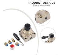 3-Position 4-Way Pneumatic Rotary Lever Hand Valve HV-03, 3/8" for NPT Air Flow Control Valve for Cylinder Actuator Reversing, Aluminum Alloy Construction,