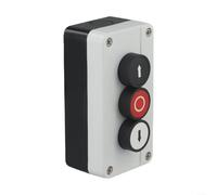 3 Position Push Button Switch Control Box with Reset Momentary Function, IP67 Waterproof Electrical Station for Up Down Arrow Stop, ABS Housing, 22mm Hole, 134x68x50mm, White Black Red