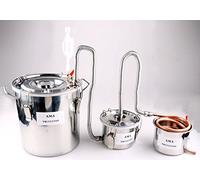 3 Pots DIY Home Distiller Moonshine Still Stainless Boiler Thermometer Spirits Whisky Wine Essential Oil Water Brewing Kit (12 L litres, Copper)