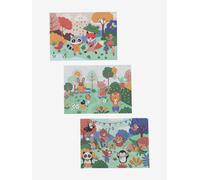 3 Progressive Puzzles, 12 to 36 Cardboard Pieces, Happy Animals multicoloured