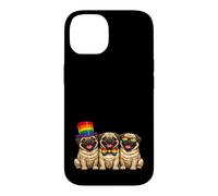 3 Pugs In A Row Pride Dogs Rainbow Flag LGBTQ+ Case for iPhone 14