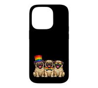 3 Pugs In A Row Pride Dogs Rainbow Flag LGBTQ+ Case for iPhone 14 Pro
