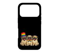 3 Pugs In A Row Pride Dogs Rainbow Flag LGBTQ+ Case for iPhone 17 Pro