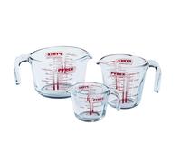 3 Pyrex Glass Measuring Jug Set 0.25L 0.5L and 1L Kitchen Measurement