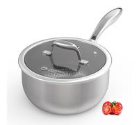 3 Quart Stainless Steel Saucepan, Tri-ply Full Body, Non-stick Ceramic Sauce Pan with Tempered Glass Lid, Induction Cooking Pot Perfect For Boiling Gravies, Pasta, Noodles
