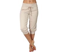 3 Quarter Length Joggers Women, Capri Sweatpants Women - Basic Cropped Joggers With Pockets Drawstring Elasticated Waist Half Pants Lightweight Sports Bottoms Solid Slim Fit 3/4 Trousers
