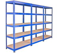 3 Racking Bays 90cm Warehouse Shelves Storage Garage Shelving Unit Steel 5 Tier
