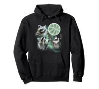 3 Racoon Basketball Howling Raccoon Head Funny Pullover Hoodie