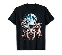 3 Racoon Moon Howling Raccoon Head Funny for Men, T-Shirt