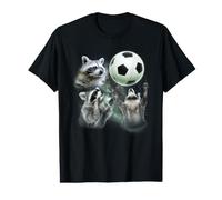 3 Racoon Soccer Howling Raccoon Head Funny Value Graphic T-Shirt