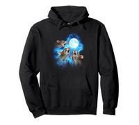 3 rat howling at the moon colorful blue Pullover Hoodie