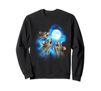 3 rat howling at the moon colorful blue Sweatshirt