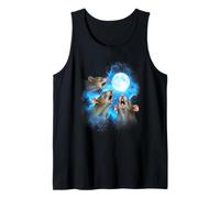 3 Rat Howling at The Moon Colorful Blue Tank Top