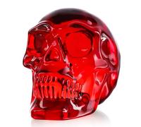 3'' Red Human Glass Skull Figurine, Crystal Skull Head Witchy Statue | Gothic Halloween Day Of The Dead Decor, Gifts for Women Men