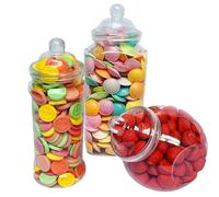 3 Retro EMPTY Large Plastic Sweet Jars for Pick & Mix, Victorian Sweet Shop, Candy Buffet Kit, Party Pack