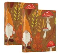 3 Ring Binder 1.5 Inch, Autumn Gnome Thanksgiving D Ring Binder with Clipboard Large 3 Binders for School, College, Office, one sizex2