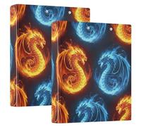 3 Ring Binder 1.5 Inch, Dragons Fire Ice D Ring Binder with Clipboard Large 3 Binders for School, College, Office