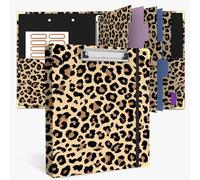 3 Ring Binder 1 Inch, Cute Round Ring Binders with 6 Tab Dividers, Labels Stickers, Low Profile Clipboard with Storage, Fashion Binder School Office Supplies(Cheetah Spots Tabs)