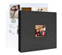 3 Ring Binder 12x12 Inch Large Scrapbook Photo Album, Linen Cover Scrap Book with 30 Plastic Sleeves 60 Pages 12 x 12 Scrapbooks White Pages for Wedding Couples Baby Travel Women kids (Black)