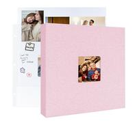 3 Ring Binder 12x12 Inch Large Scrapbook Photo Album, Linen Cover Scrap Book with 30 Plastic Sleeves 60 Pages 12 x 12 Scrapbooks White Pages for Wedding Couples Baby Travel Women Kids (Pink)