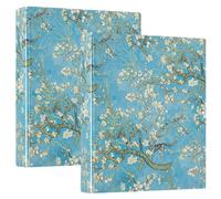 3 Ring Binder 2 Pack, Almond Tree Branches D Ring Binders with Pockets Large 3 Ring Binders for School, College, Office